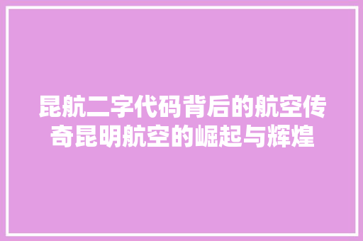 昆航二字代码背后的航空传奇昆明航空的崛起与辉煌