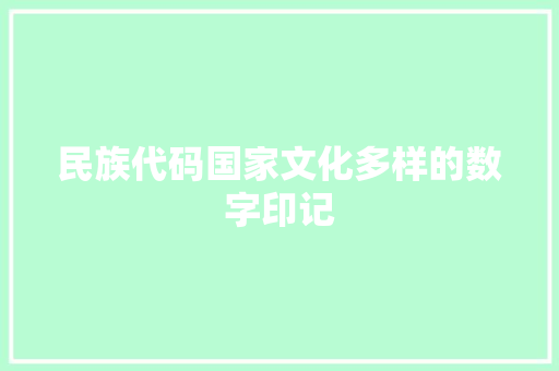 民族代码国家文化多样的数字印记