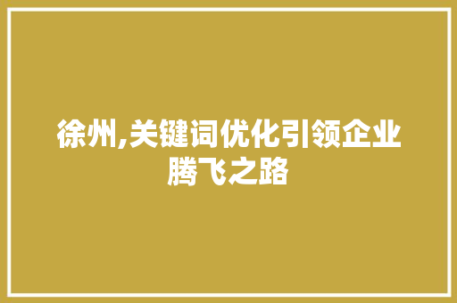 徐州,关键词优化引领企业腾飞之路
