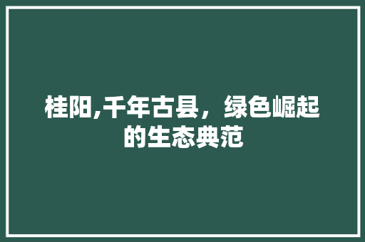 桂阳,千年古县，绿色崛起的生态典范