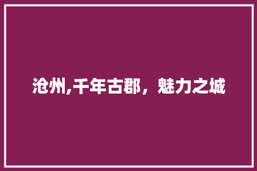 沧州,千年古郡，魅力之城
