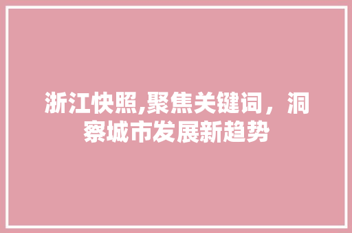 浙江快照,聚焦关键词，洞察城市发展新趋势