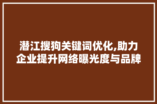 潜江搜狗关键词优化,助力企业提升网络曝光度与品牌影响力
