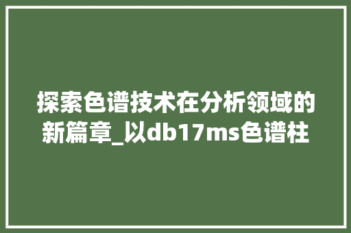 探索色谱技术在分析领域的新篇章_以db17ms色谱柱为例