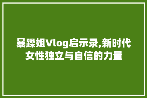 暴躁姐Vlog启示录,新时代女性独立与自信的力量