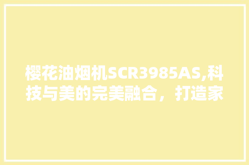 樱花油烟机SCR3985AS,科技与美的完美融合，打造家居烹饪新体验