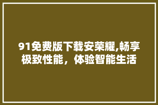 91免费版下载安荣耀,畅享极致性能，体验智能生活
