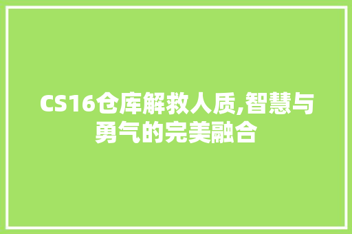 CS16仓库解救人质,智慧与勇气的完美融合