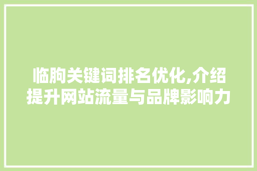 临朐关键词排名优化,介绍提升网站流量与品牌影响力的方法