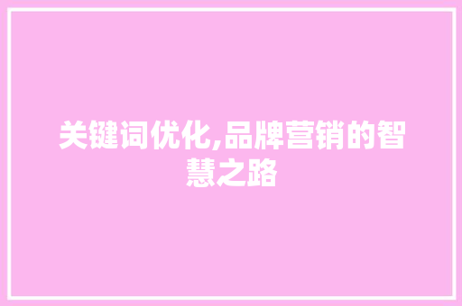 关键词优化,品牌营销的智慧之路