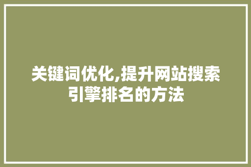 关键词优化,提升网站搜索引擎排名的方法