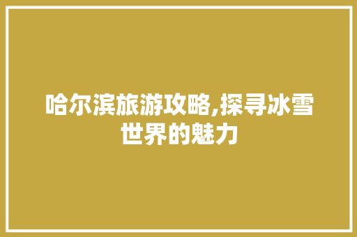 哈尔滨旅游攻略,探寻冰雪世界的魅力