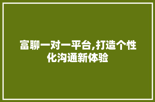 富聊一对一平台,打造个性化沟通新体验