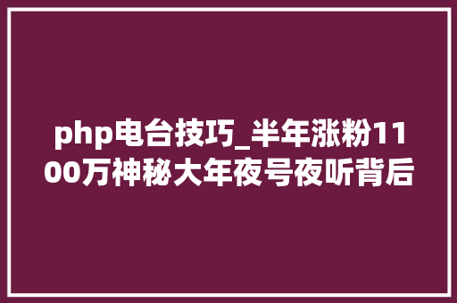 php电台技巧_半年涨粉1100万神秘大年夜号夜听背后竟是把衣柜钻坏的汉子