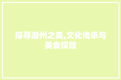 探寻潮州之美,文化传承与美食探险