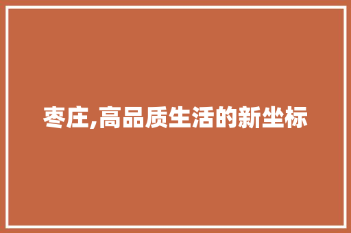 枣庄,高品质生活的新坐标