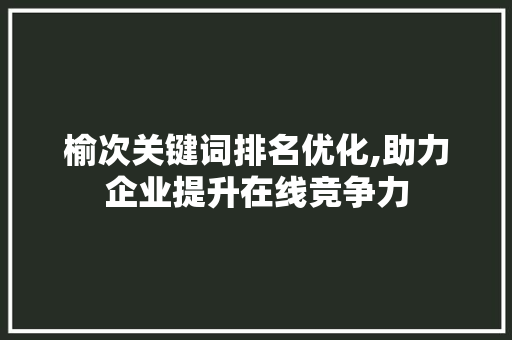 榆次关键词排名优化,助力企业提升在线竞争力