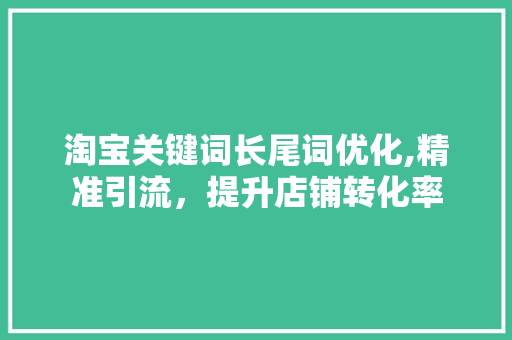 淘宝关键词长尾词优化,精准引流，提升店铺转化率
