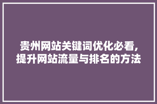 贵州网站关键词优化必看,提升网站流量与排名的方法