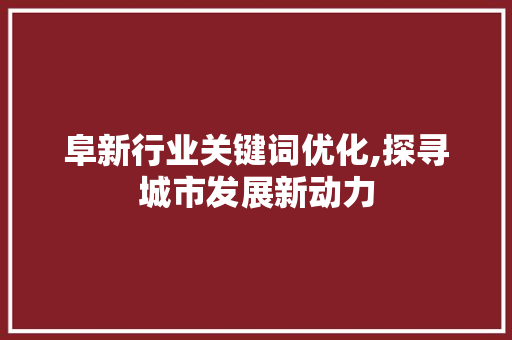 阜新行业关键词优化,探寻城市发展新动力