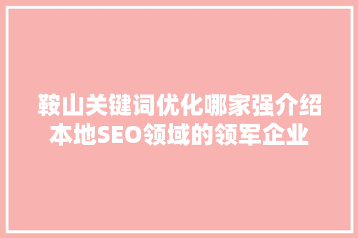 鞍山关键词优化哪家强介绍本地SEO领域的领军企业