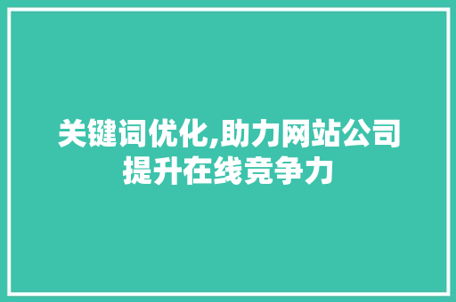 关键词优化,助力网站公司提升在线竞争力