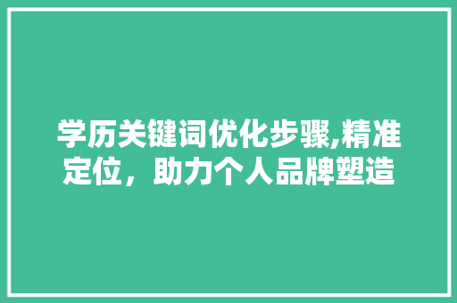 学历关键词优化步骤,精准定位，助力个人品牌塑造