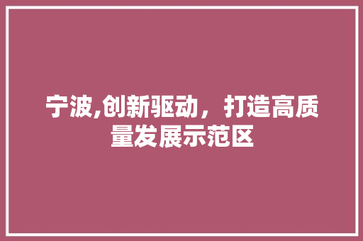 宁波,创新驱动，打造高质量发展示范区