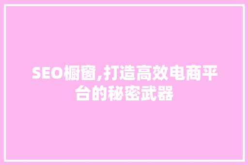 SEO橱窗,打造高效电商平台的秘密武器