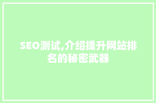 SEO测试,介绍提升网站排名的秘密武器