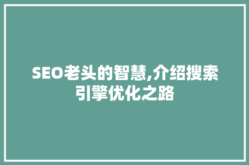 SEO老头的智慧,介绍搜索引擎优化之路