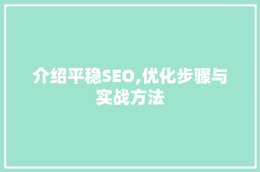 介绍平稳SEO,优化步骤与实战方法