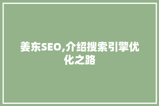 姜东SEO,介绍搜索引擎优化之路