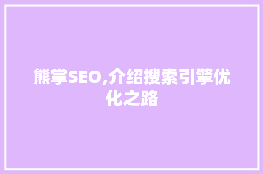 熊掌SEO,介绍搜索引擎优化之路