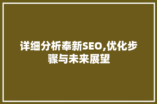 详细分析奉新SEO,优化步骤与未来展望
