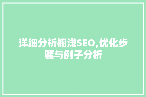 详细分析搁浅SEO,优化步骤与例子分析