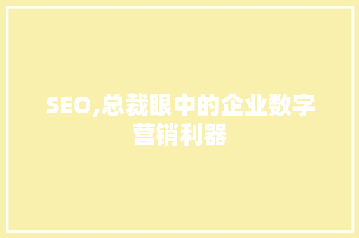 SEO,总裁眼中的企业数字营销利器