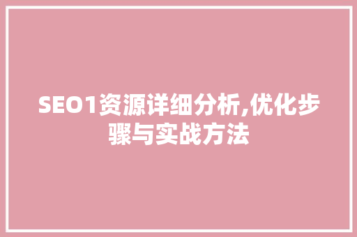 SEO1资源详细分析,优化步骤与实战方法