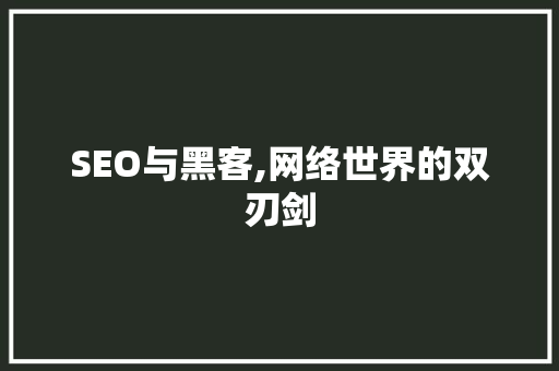 SEO与黑客,网络世界的双刃剑