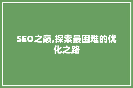 SEO之巅,探索最困难的优化之路
