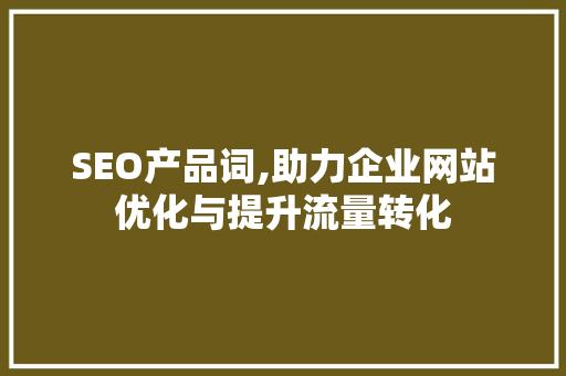 SEO产品词,助力企业网站优化与提升流量转化