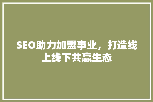 SEO助力加盟事业，打造线上线下共赢生态