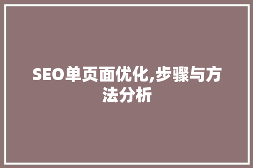 SEO单页面优化,步骤与方法分析