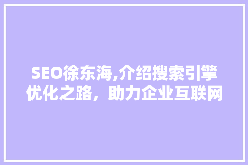 SEO徐东海,介绍搜索引擎优化之路，助力企业互联网营销腾飞