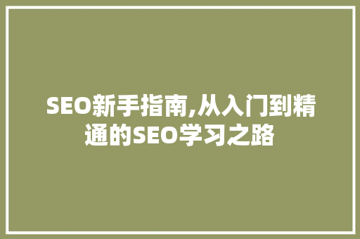 SEO新手指南,从入门到精通的SEO学习之路