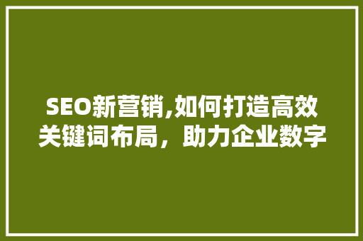 SEO新营销,如何打造高效关键词布局，助力企业数字化转型