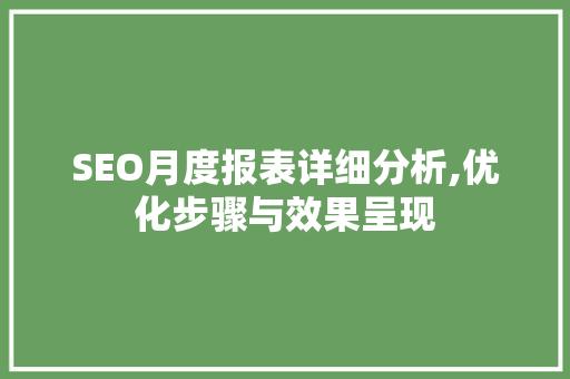SEO月度报表详细分析,优化步骤与效果呈现