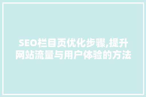 SEO栏目页优化步骤,提升网站流量与用户体验的方法
