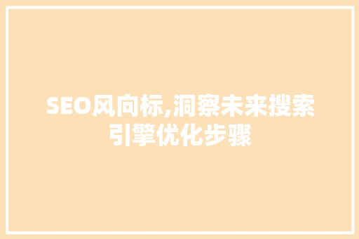 SEO风向标,洞察未来搜索引擎优化步骤