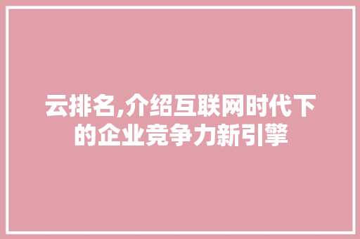 云排名,介绍互联网时代下的企业竞争力新引擎